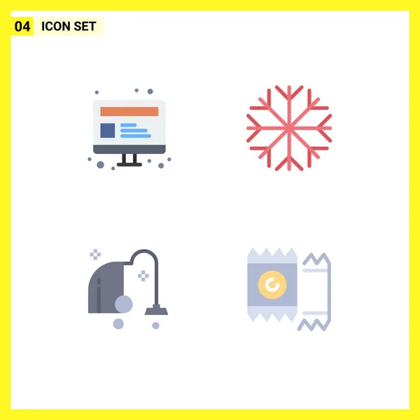 Flat Icon Concept Websites Mobile Apps Computer Equipment Webpage Weather — Stock Vector