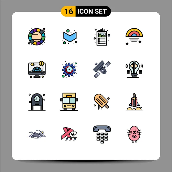 Set Modern Icons Sysymbols Signs Business Computer Brochure Weather Rainy — Vector de stock