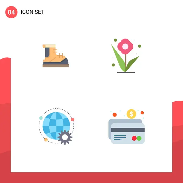 Groep Van Modern Flat Icons Set Voor Laarzen Aangesloten Track — Stockvector