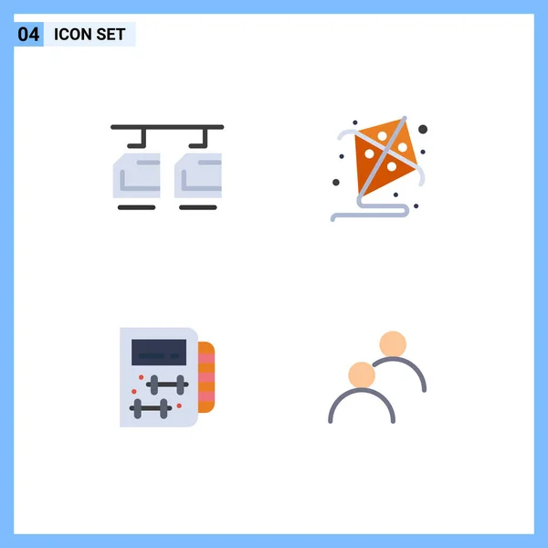 Set Vector Flat Icons Grid Cable Healthy Vehicles Hobby User — Archivo Imágenes Vectoriales