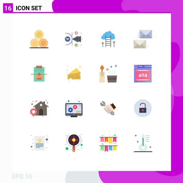 Modern Set Flat Colors Symbols Email Contact Editable Communication Success — Stock Vector