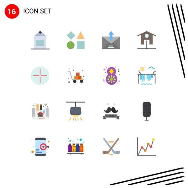 Mobile Interface Flat Color Set Pictogrammes Symboles Ancien Commerce Wifi — Image vectorielle