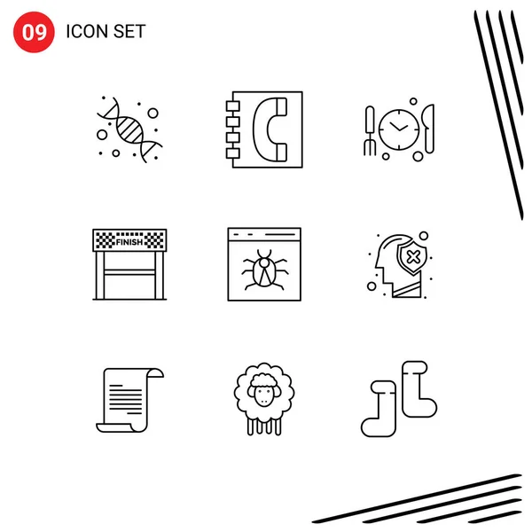 Pack Modern Outlines Signs Symbols Web Print Media Goal Sport — Stock Vector
