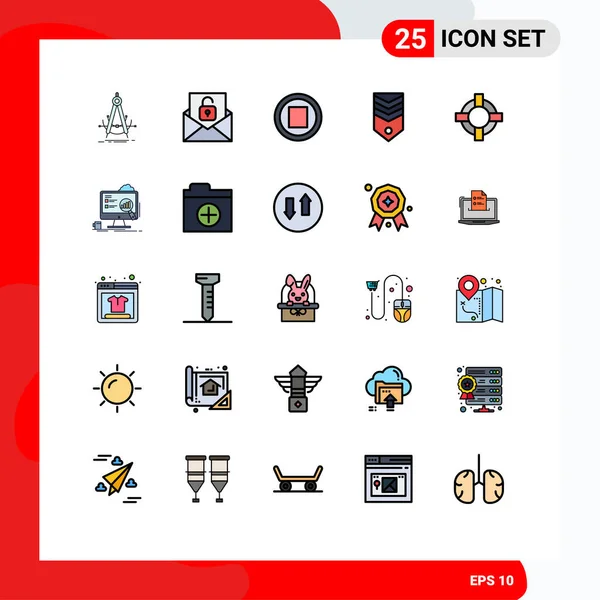 Conjunto Icones Modernos Símbolos Sinais Para Ajuda Listras Desbloqueio Classificação — Vetor de Stock