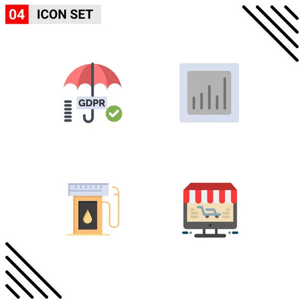 User Interface Pack Basic Flat Icons Gdpr Oil Secure Graph — Διανυσματικό Αρχείο