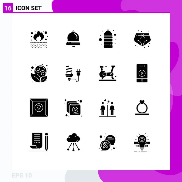 Set Commercial Solid Glyphs Pack Yang Vacation Christmas Bell Summer — Vector de stock