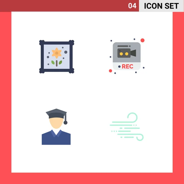 Set Modern Icons Sysymbols Signs Patch Graduation Photography Video Weather — Archivo Imágenes Vectoriales