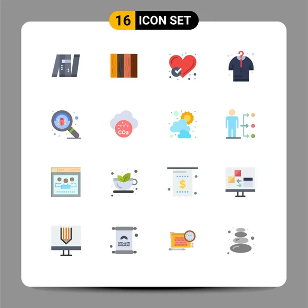 Mobile Interface Flat Color Set Pictograms Cloth Design Heart Checked — Vector de stock