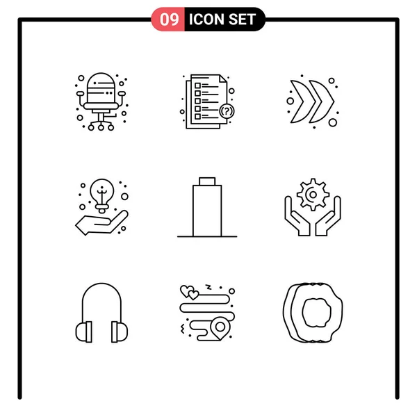 User Interface Outline Pack Modern Signs Symbols Multimedia Battery Direction — Stock Vector