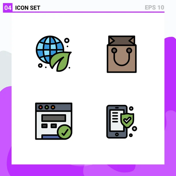 Set Modern Icons Sysymbols Signs Earth Day Seo Green Retail — Vector de stock