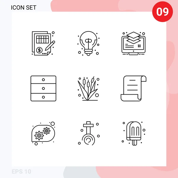 Creative Icons Modern Signs Símbolos Armario Hogar Gran Idea Mobiliario — Vector de stock