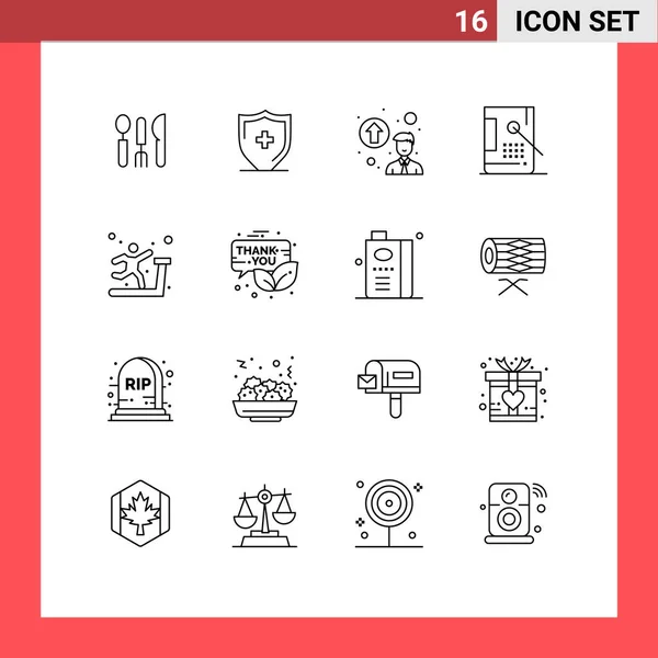 Conjunto Icones Modernos Símbolos Sinais Para Ginásio Pintura Graduação Pessoal — Vetor de Stock