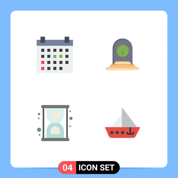 Universal Icon Symboly Skupina Moderní Ploché Ikony Kalendáře Přesýpacích Hodin — Stockový vektor
