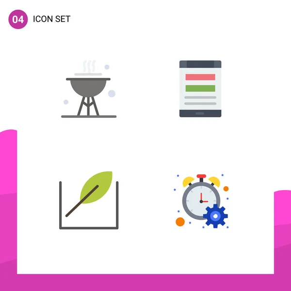 Universal Icon Symbols Group Modern Flat Icons Bbq Leaf Dinner — Vetor de Stock