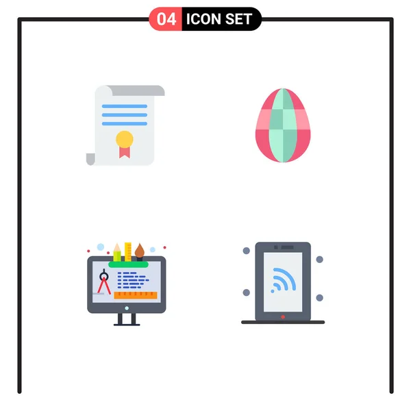 Thematic Vector Flat Icons Editable Sysymbols Certificate Tool Document Easter — Archivo Imágenes Vectoriales