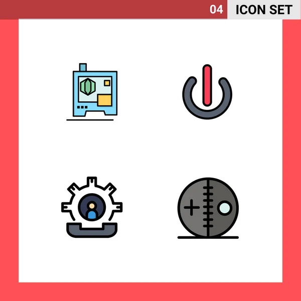 User Interface Filledline Flat Color Pack Modern Signs Symbols Printer — Stockový vektor
