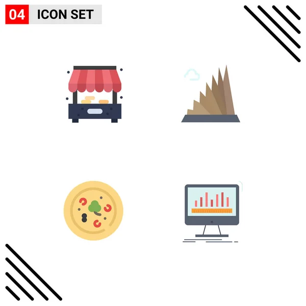 Set Modern Icons Symbols Signs City Food Building Landmark Analytics — Stock Vector