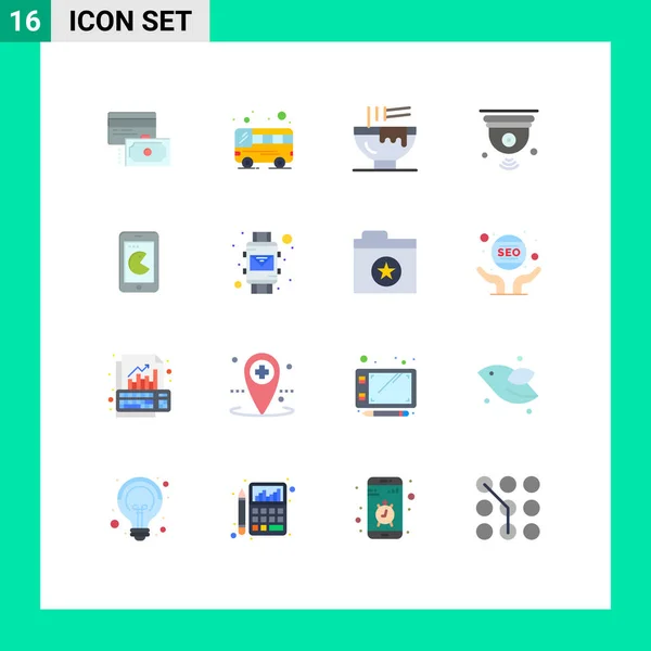 Mobile Interface Flat Color Set Pictograms Buy Iot Drink Internet — 스톡 벡터