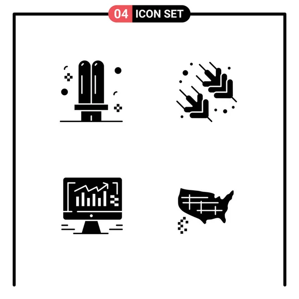 Mobile Interface Solid Glyph Set Pictograms Bab Graph Fluorescent Supermarket — Stockový vektor