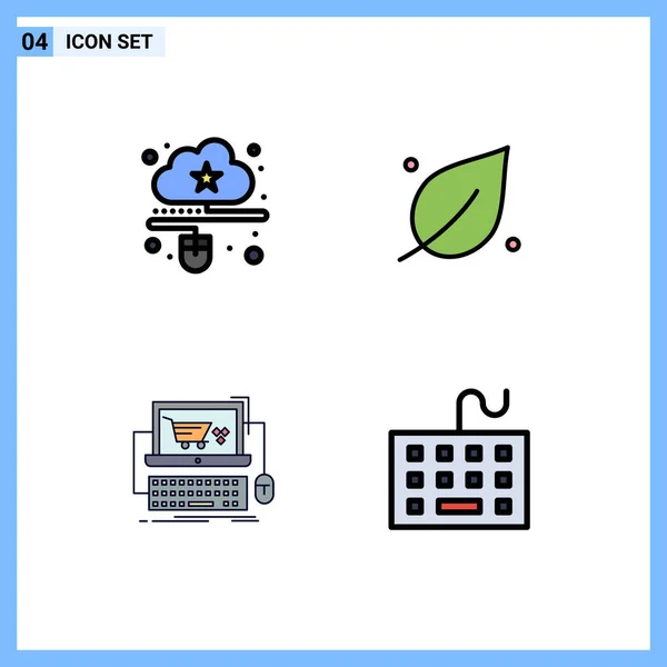 Creative Icons Modern Signs Symbols Cloud Cart Mouse Leaf Shop — Stock Vector