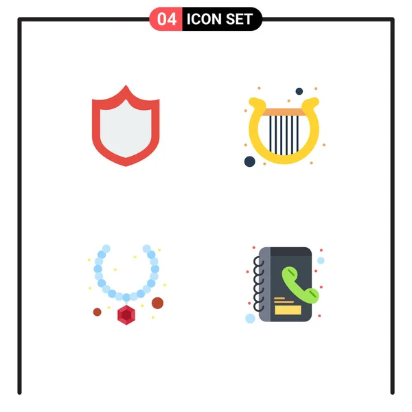 Group Flat Icons Jelek Szimbólumok Védelem Jelen Hárfa Patrick Könyv — Stock Vector