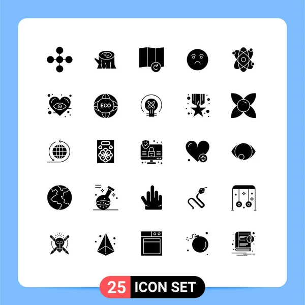 Conjunto Icones Modernos Símbolos Sinais Para Olho Energia Mapa Átomo — Vetor de Stock