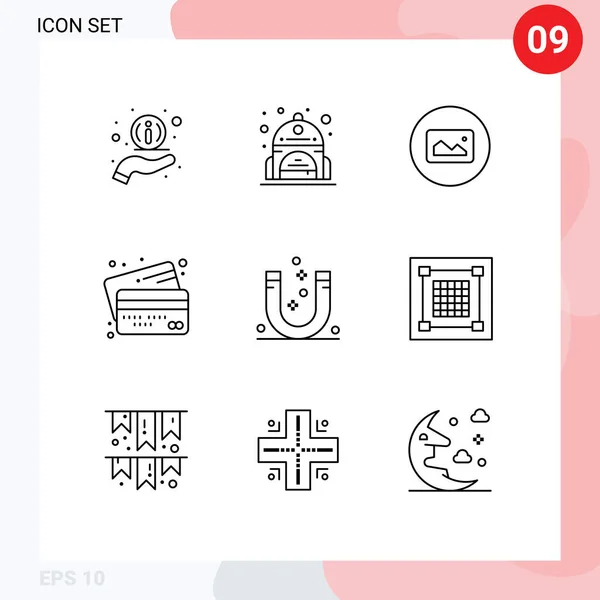 전자석 모으기 Editable Vector Design Elements — 스톡 벡터