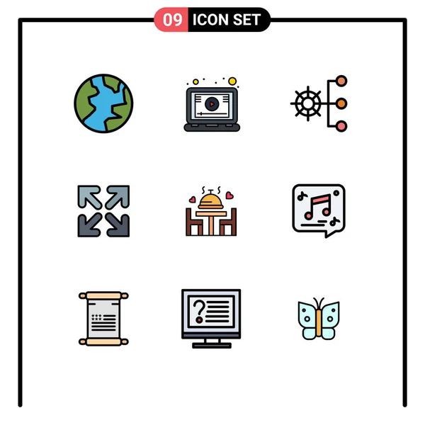 Set Modern Icons Symbols Signs Wedding Dinner Company Structure Move — Stock Vector