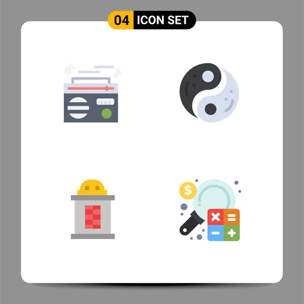 Thematic Vector Flat Icons Editable Sysymbols Radio Ticket Audio Unity — Vector de stock