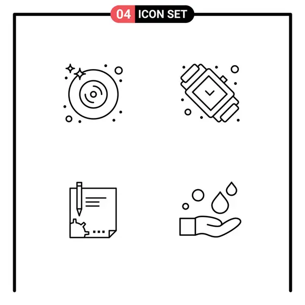 Set Modern Icons Sysymbols Signs Disk Contract Music Dvd Fashion — Vector de stock