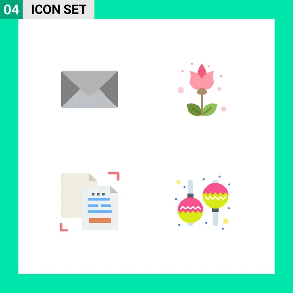 Universal Icon Symbols Group Modern Flat Icons Mail Documento Flora — Vetor de Stock