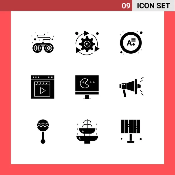 Stock Vector Icon Pack Line Signs Symbols Monitor Movie Exam — 스톡 벡터
