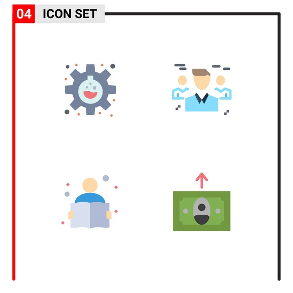 Set Commercial Flat Icons Pack Experiment Education Research Group Reading — Vector de stock