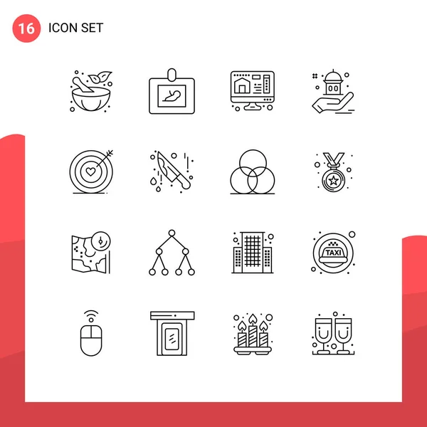 Universal Icon Symbols Group Modern Outlines Wedding Love Printing Target — Stockvektor