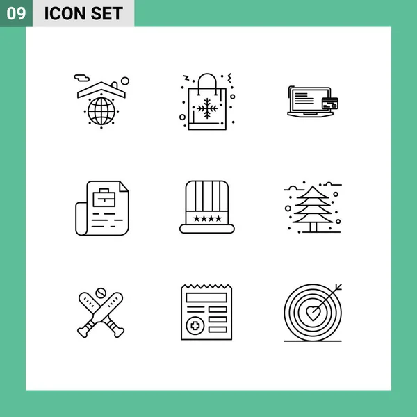 Creative Icons Modern Signs Sysymbols Hat File Payment Job Online — Vector de stock