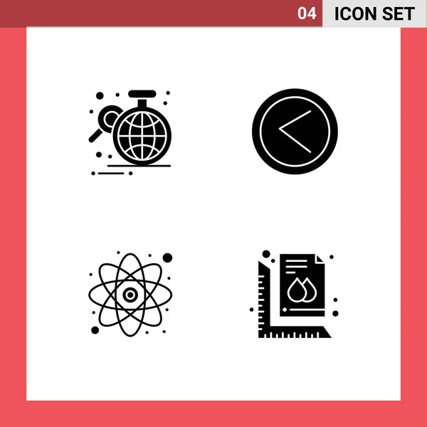 Set Modern Icons Sysymbols Signs Analysis Atomic Globe Interface Research — Archivo Imágenes Vectoriales