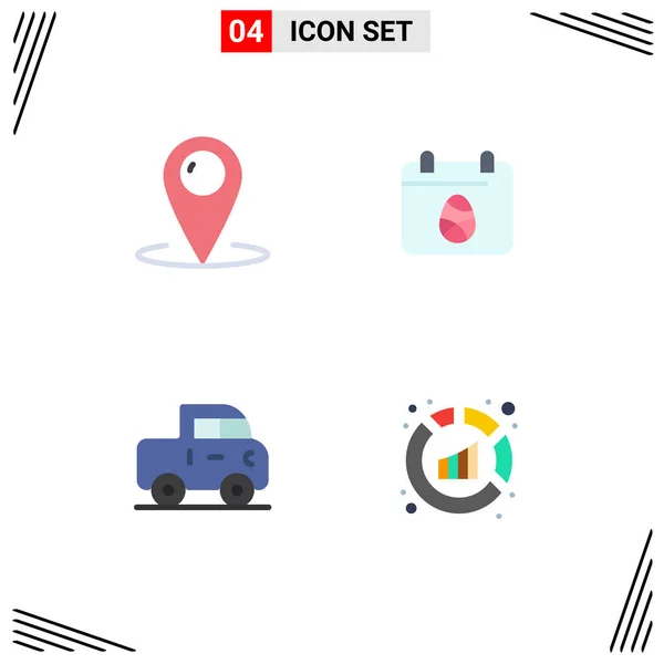 Group Modern Flat Icons Set Location Car Help Egg Pickup — Διανυσματικό Αρχείο