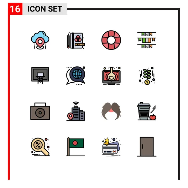 Creative Icons Modern Jelek Szimbólumok Bíróság Kosár Segítség Koszorú Szerkesztő — Stock Vector