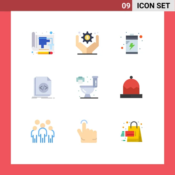 9 Flat Color concept for Websites Mobile and Apps living, script, battery, programming, coding Editable Vector Design Elements — Stock Illustration Flat Color Concept Websites Mobile Apps Living Script Battery Programming Vector Graphics