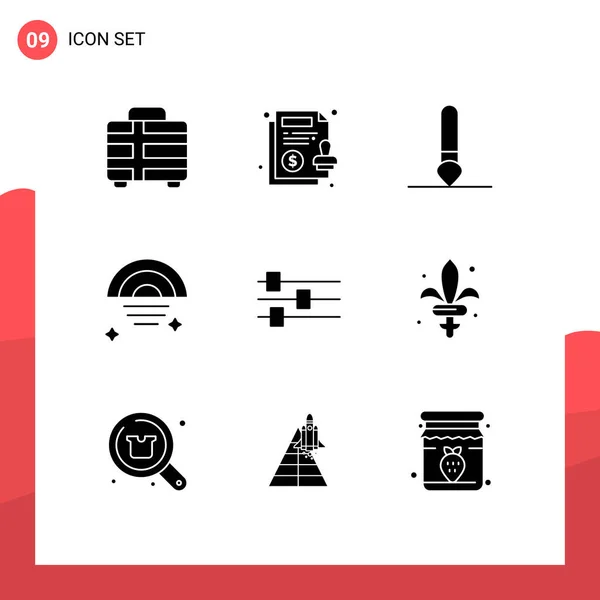 Creative Icons Modern Signs Sysymbols Tool Design Brush Weather Rainy — Vector de stock