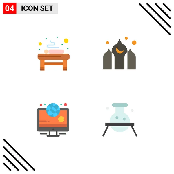 Pictogram Set Simple Flat Icons Bed Olympic Spa Kareem Biochemistry — Stock Vector