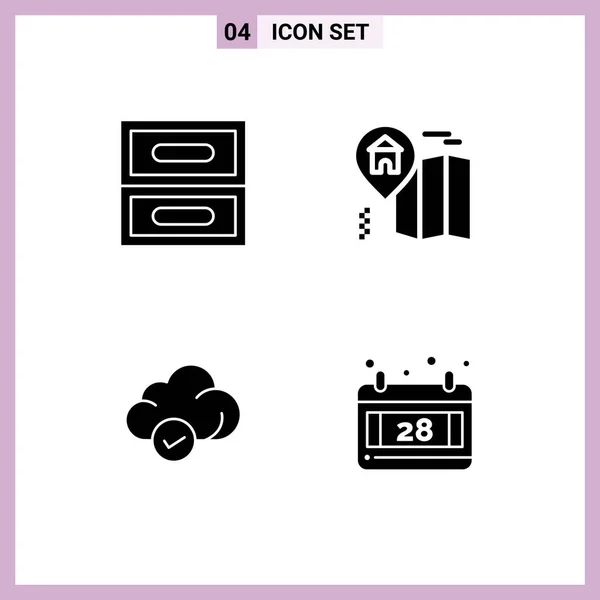 Set Modern Icons Sysymbols Signs Archive Technology Home Cloud Date — Archivo Imágenes Vectoriales