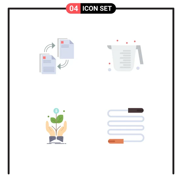 Editable Vector Line Pack Simple Flat Icons Sharing Business Document — Vector de stock