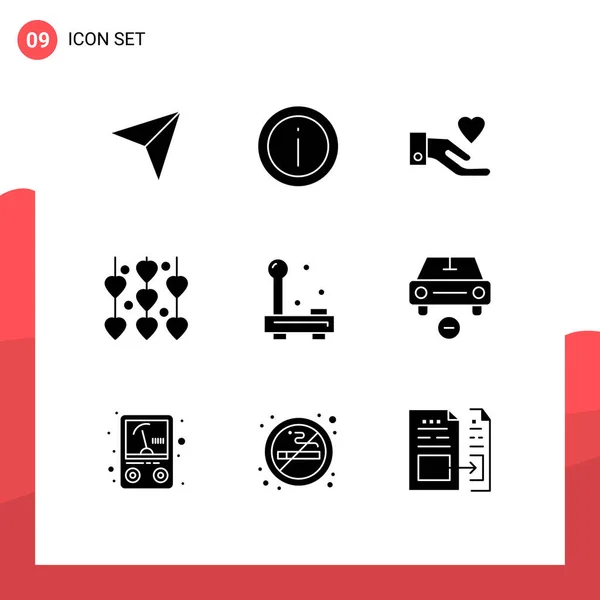 2017 Mobile Interface Solid Glyph Set Pictograms Electric Wedding Support — 스톡 벡터