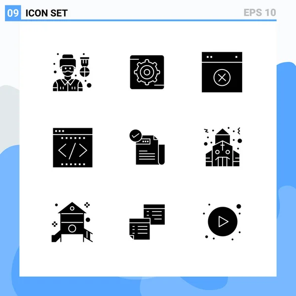 Stock Vector Icon Pack Line Signs Symbols Check Office Design — 스톡 벡터