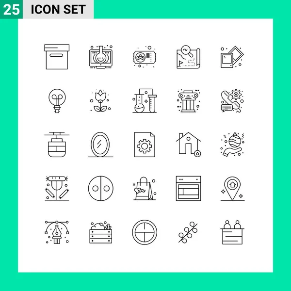 Mobile Interface Line Set Pictograms Process Search Mardi Gras Map — Stock Vector