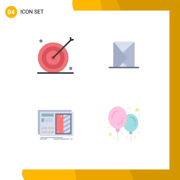 Set Commercial Flat Icons Pack Advertising Sent Marketing Envelope Design — Stock Vector