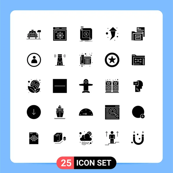 移动可编辑向量设计元素的25组实体字形符号和符号 — 图库矢量图片