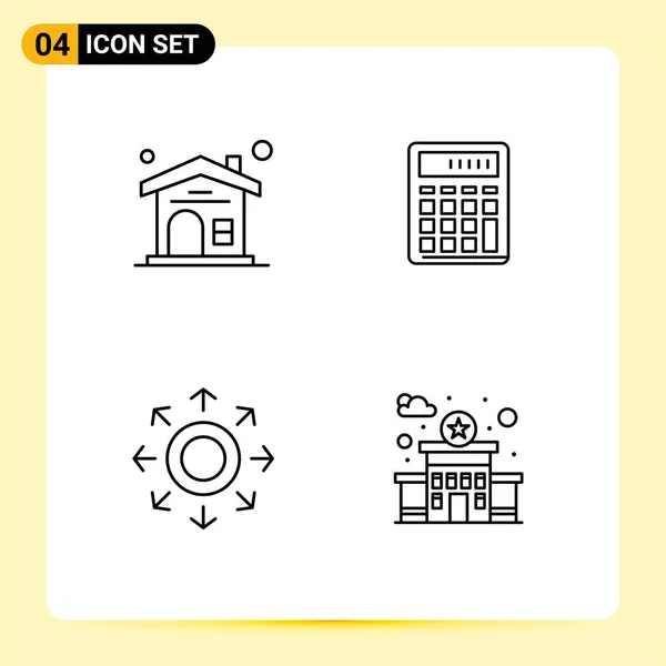 Couleurs Plates Vectorielles Thématiques Filledline Symboles Modifiables Maison Réseau Calculatrice — Image vectorielle