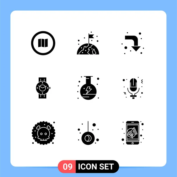 Universal Icon Symbolen Groep Van Moderne Solid Glyphs Van Elektriciteit — Stockvector